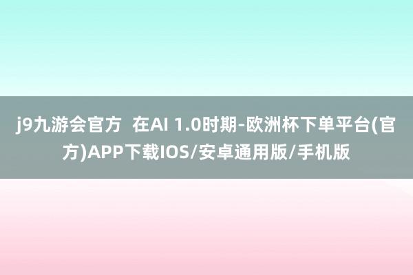 j9九游会官方  在AI 1.0时期-欧洲杯下单平台(官方)APP下载IOS/安卓通用版/手机版